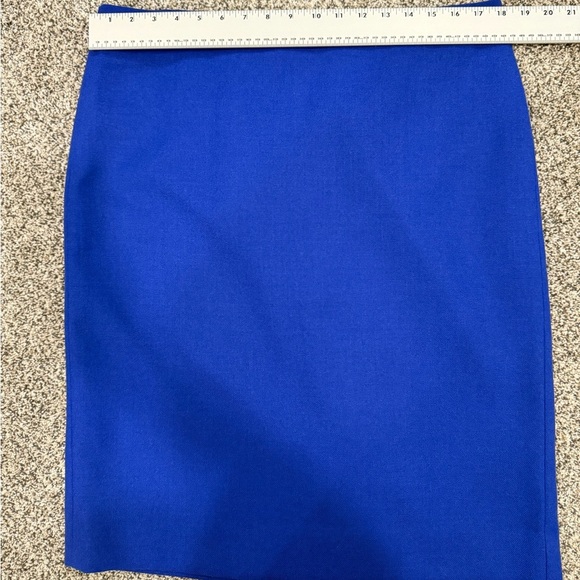 J. Crew Cobalt Blue 100% Wool Midi Pencil Skirt Office Business Sophistication - Picture 11 of 11